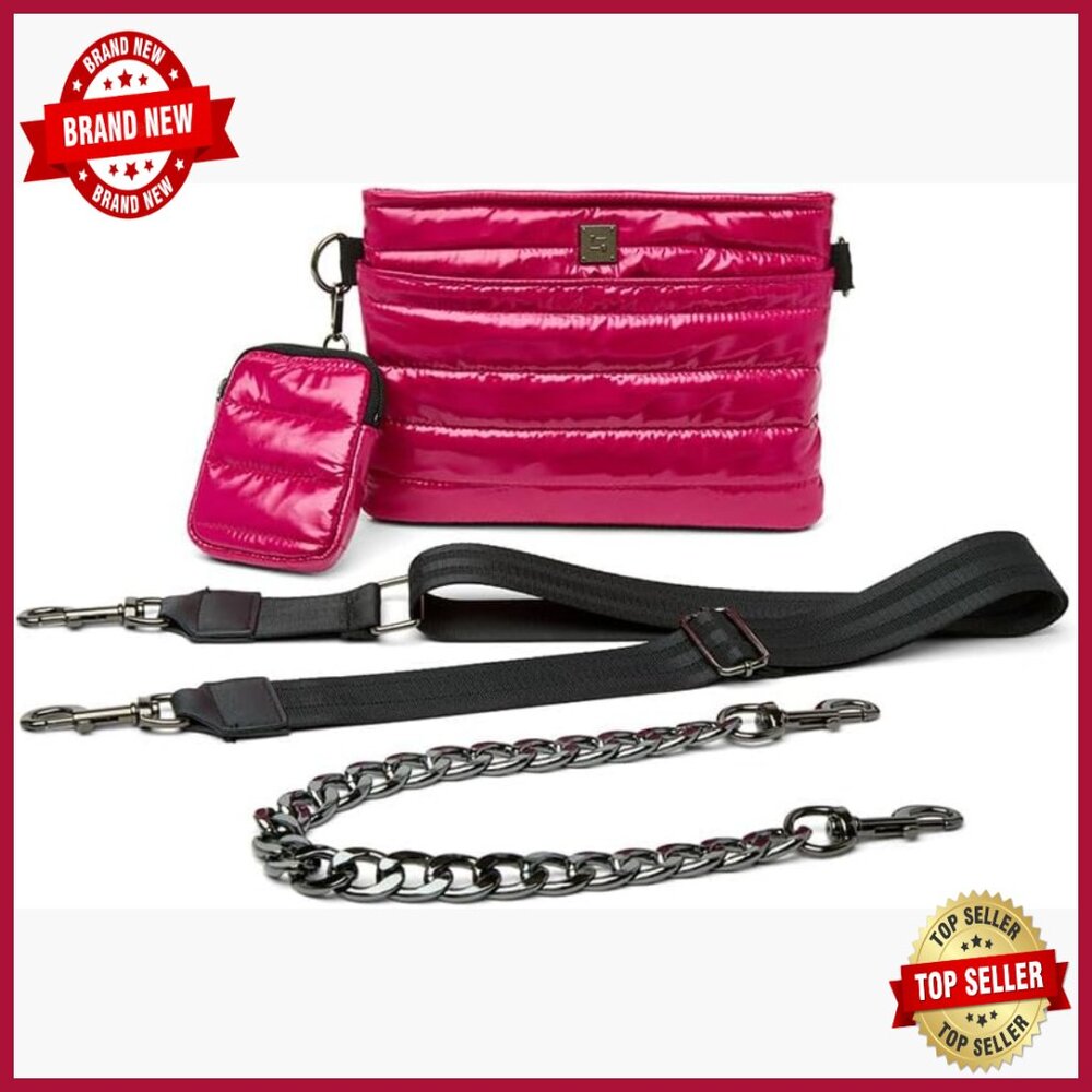 Quilted Crossbody Bag With Convertible Straps And Clip-On Pouch